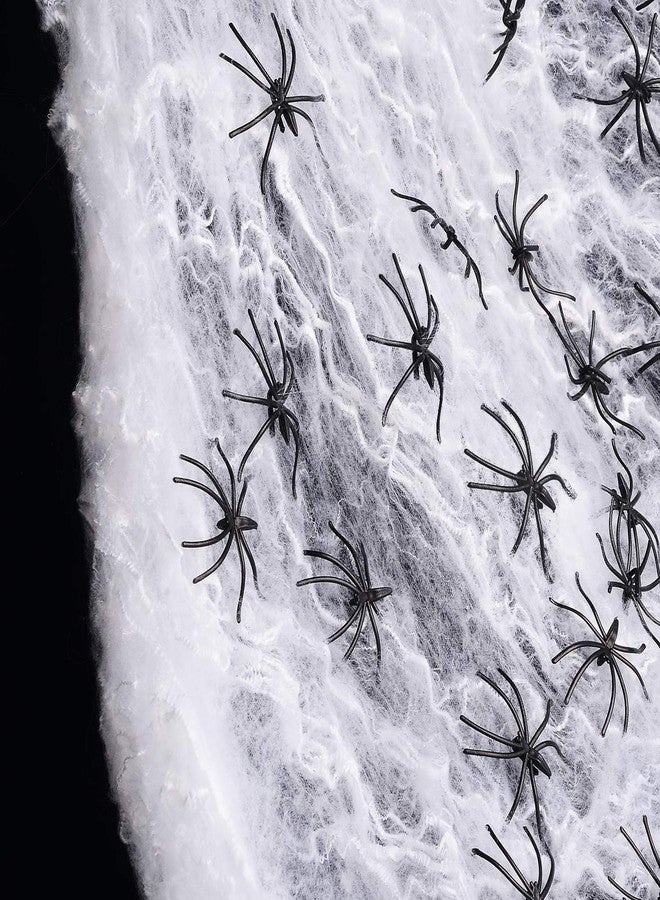 Partytoko Streachable Spiders Web with 2 Fake Spiders White 1 Pack Set - Image 2